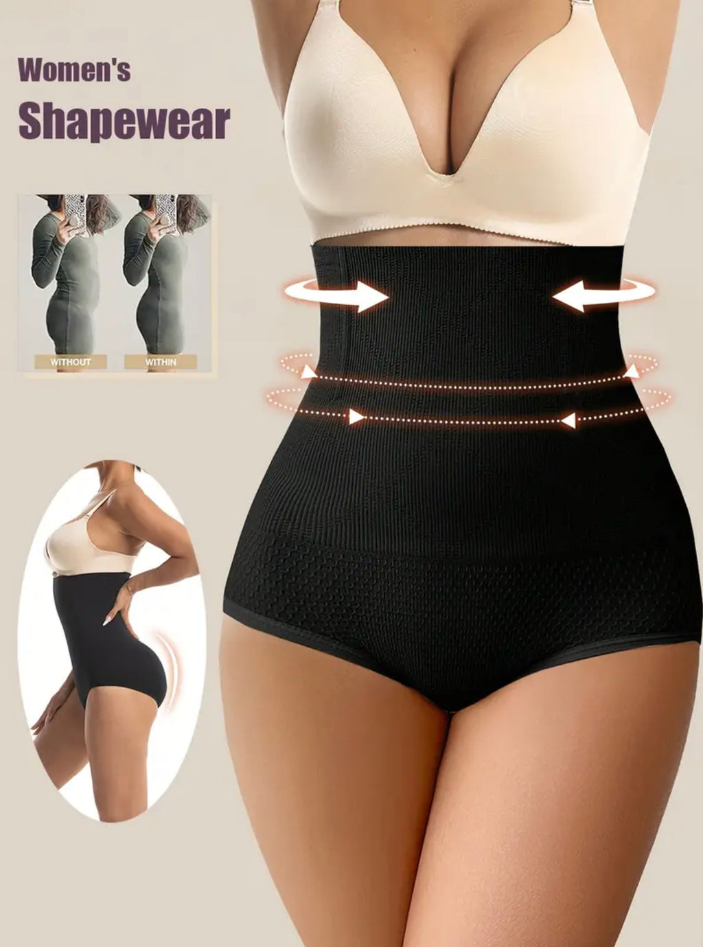 Culotte Gainante Haute Taille – Silhouette Lissée & Maintien Naturel